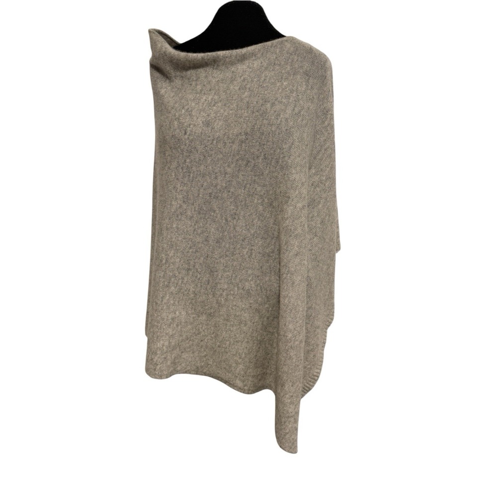 Charter Club Cashmere Luxury Tier Poncho Ice Grey Heather 100% Cashmere One Size